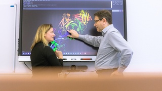 Prof. Dr. Jens Meiler (r.) ist Sprecher des neuen Schwerpunktprogramms „Künstliche Intelligenz für das Design funktioneller Proteine“.